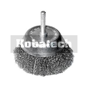 Kartáč hrnčekový so stopkou, vlnitý pomosadzený drôt 0,3mm, 63mm, stopka pr.6mm, 17057