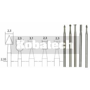 Proxxon frézy stopkové sada 5ks (kužeľ, guľa, valec, disk, kvapka)  28710