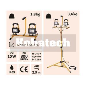 Extol Light Svietidlo pracovné 2xLED so stojanom, 10/20W, 800/1600lúmenov 43281