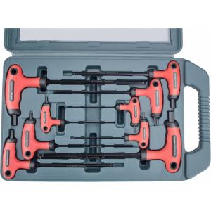 Extol Premium Kľúče imbusové s guľôčkou predĺžené Cr-V, 9-dielna sada, 2-10mm, T-rukoväť, plastový kufor, 8819301