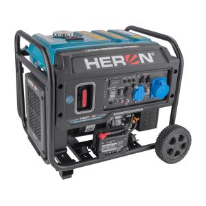 HERON Elektrocentrála invertorová rámová 1F, 6,5kW, 9,5HP, podvozok, elektrický štart, 8896233