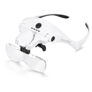 Okuliare s lupou a LED svetlom, 1-1,5-2-2,5-3,5x zväčšenie, 4 LED, USB, 43165