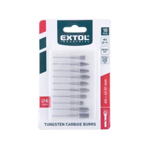 Extol Industrial Sada karbidových fréz, 10ks, ø6mm, stopka ø3mm, celková dĺžka 50mm, 8703810